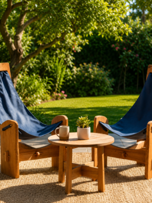 Luxury Outdoor Wooden Lounge Set (2 Chairs & Table