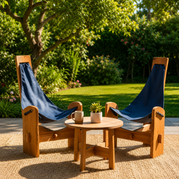 Luxury Outdoor Wooden Lounge Set (2 Chairs & Table