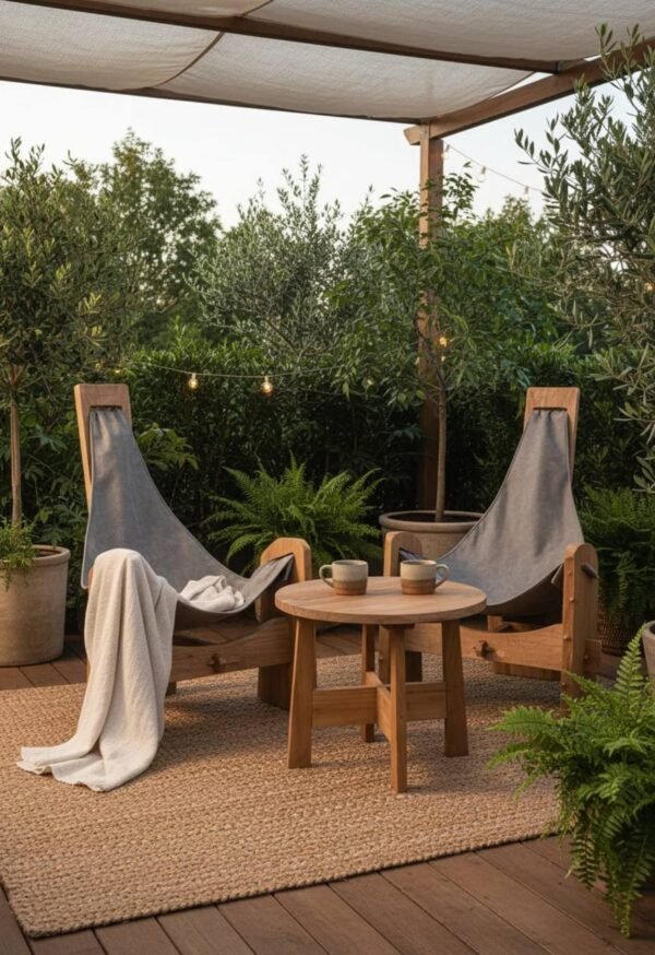 Luxury Outdoor Wooden Lounge Set (2 Chairs & Table