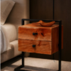 ‎2 tables de chevet en bois naturel avec deux tiroirs‎