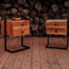 ‎2 tables de chevet en bois naturel avec deux tiroirs‎