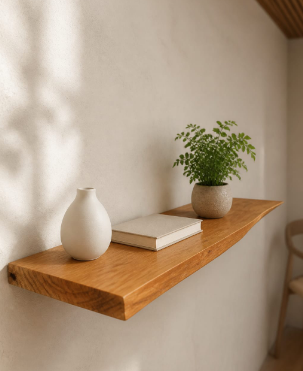 ‎Étagère murale flottante en bois naturel avec un design moderne profilé entre 80 et 90 cm‎
