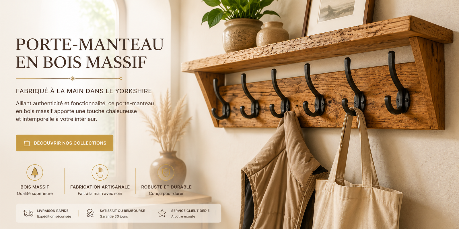 Porte-manteau en bois massif