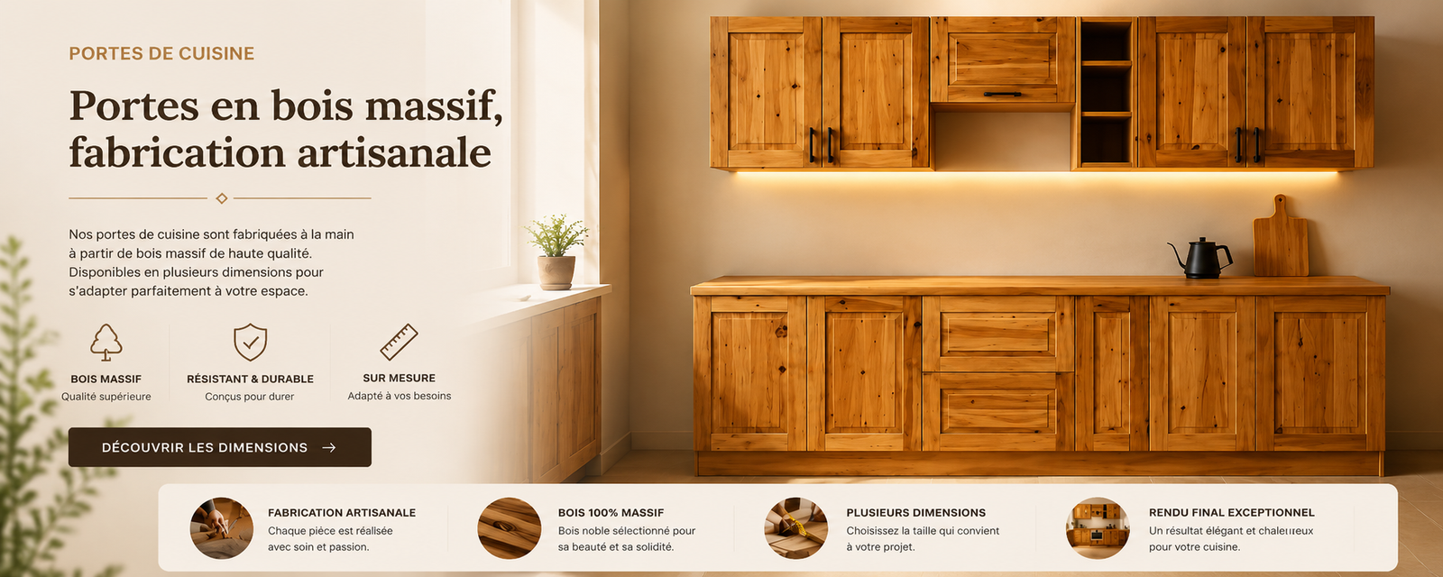 Portes de cuisine en bois massif
