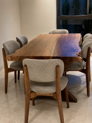 ‎Ensemble de table à manger de luxe avec bords naturels (6 chaises)‎