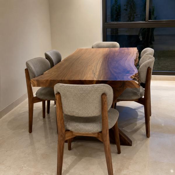 ‎Ensemble de table à manger de luxe avec bords naturels (6 chaises)‎