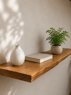 ‎Étagère murale flottante en bois naturel avec un design moderne profilé entre 80 et 90 cm‎