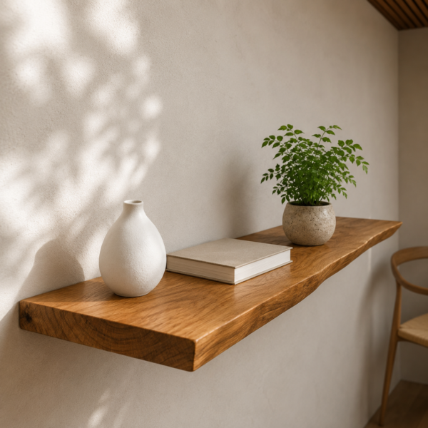 ‎Étagère murale flottante en bois naturel avec un design moderne profilé entre 80 et 90 cm‎