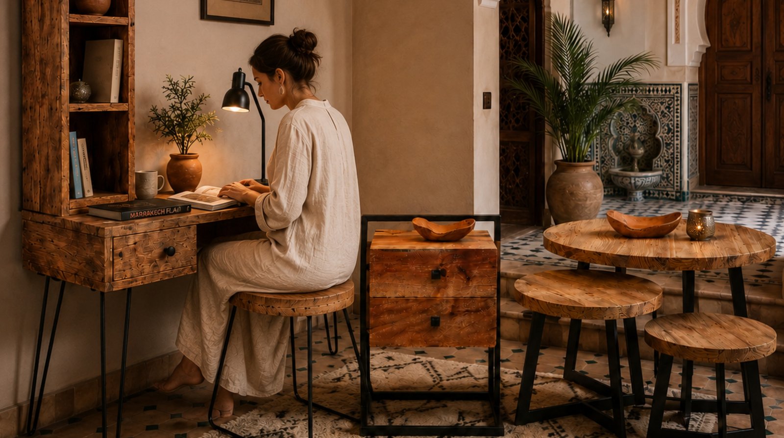 Mobilier marocain en bois massif
